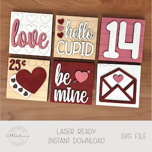 Valentine Ladder Inserts Laser File, Valentine Interchangeable Leaning Sign Svg, Valentine Leaning File Svg