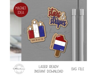 Patriotisk magnetbunt laserskuren SVG-fil, 4 juli SVG (digital nedladdning)