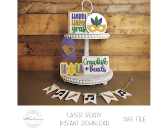 Mardi Gras-tallrik med laserskuren SVG-fil (digital nedladdning)