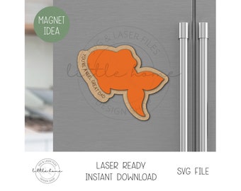 Plik SVG z laserowym magnesem wędkarskim na Dzień Ojca, prezent dla taty wędkarza (do pobrania w wersji cyfrowej)