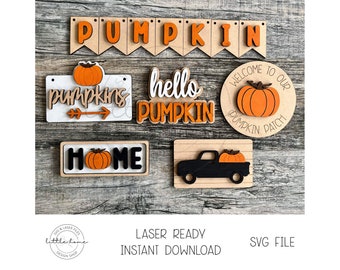 Pumpkin Tier Tray Laser SVG, Leaning Fall Lasergesneden bestanden (digitale download)