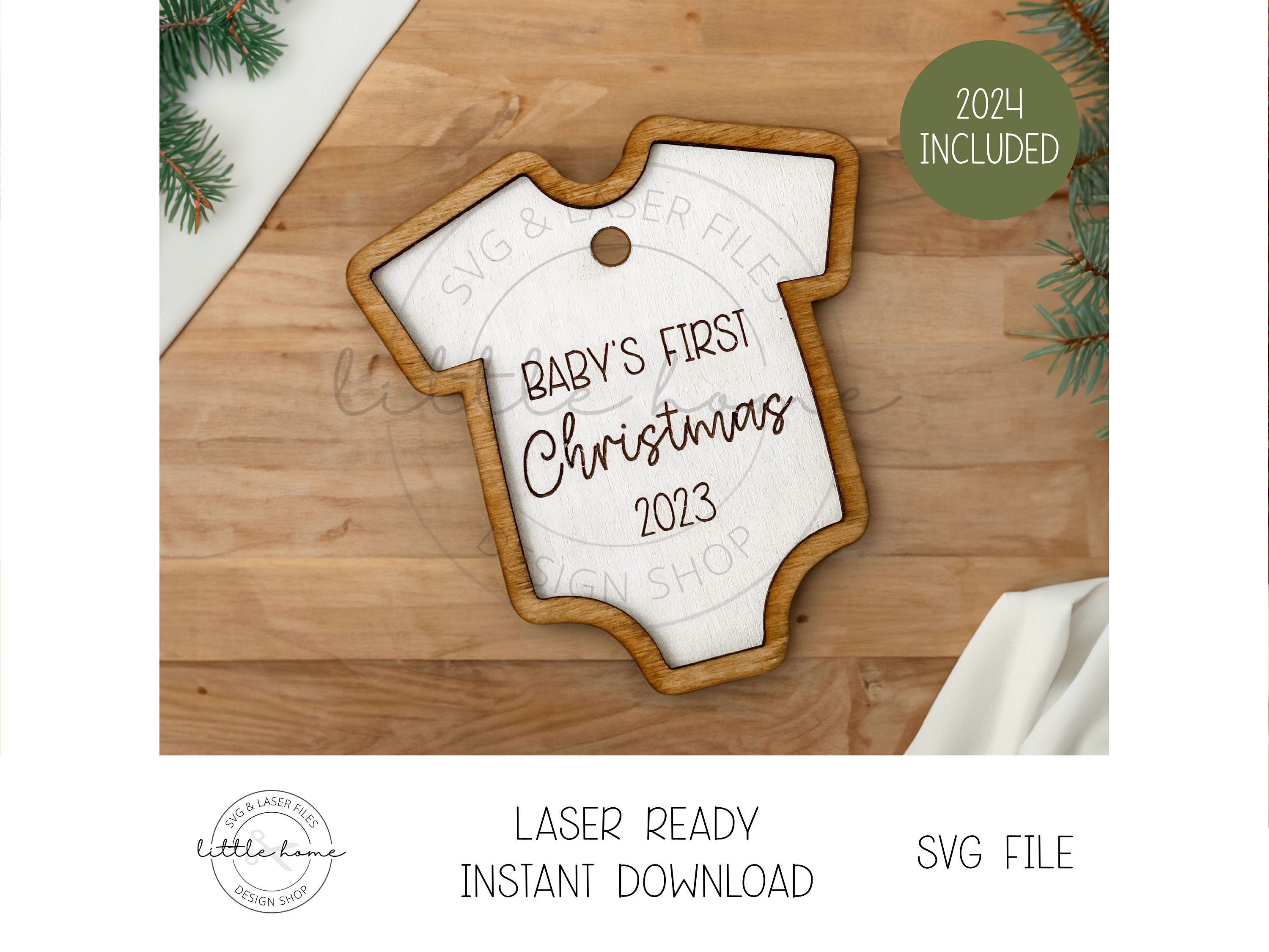 Primeiro enfeite de Natal do bebê Svg, Enfeite de bebê Svg, Enfeite de camisa de bebê Svg, Enfeite de Natal fofo para bebê Svg,
