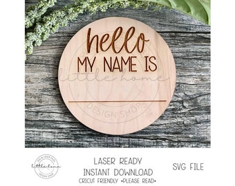 Custom Baby Birth Announcement Laser File, Hello My Name Is Photo Prop (Digital Download)