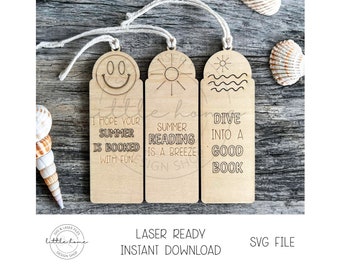 Laserbestand zomerklas cadeau, bladwijzerbundel SVG-bestand (digitale download)
