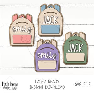 Backpack Name Tag Laser File, Backpack Keychain Laser Svg File, Kid Back To School Bag Tag Svg, Kid Luggage Bag Tag Svg, Custom Name Tag