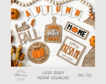 Fall Tier Tray Svg, Thanksgiving Tier Tray Svg, Pumpkin Tier Tray Svg, Local Pumpkin Svg, Hello Fall Svg, Fall Bundle Laser Cut Files Svg