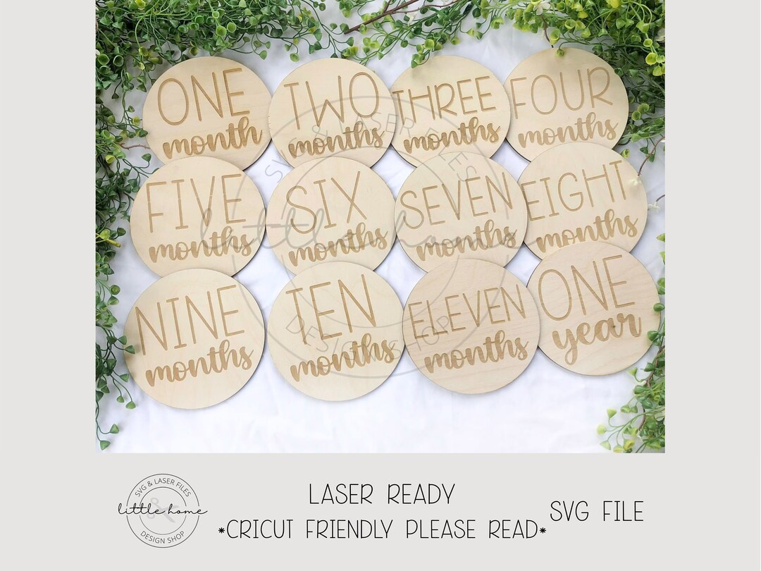 Monthly Milestone Marker Discs Laser SVG, Baby Photo Prop Cut File ...