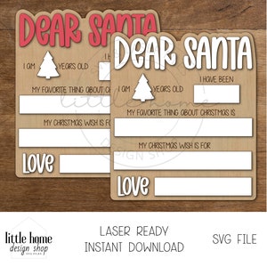 Caro segno di Babbo Natale in formato Svg, segno di lettera di Babbo Natale riutilizzabile in formato Svg, segno di Natale cancellabile a secco in formato Svg, lettera a Babbo Natale file laser, lavagna di Babbo Natale cancellabile a secco in formato Svg