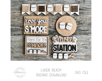 Smore Tier Tray Svg, Smores Station Svg, Love You Smore Svg, Smore Svg, Smore Laser Cut File, Glowforge Tier Tray Svg, Camping Svg