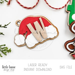 Etiqueta de nome de chapéu de Papai Noel retrô Svg, arquivo de etiqueta de letra de chapéu de Papai Noel, enfeite de chapéu de Papai Noel Svg, etiqueta de Natal retrô Svg, arquivo de etiqueta de meia de Natal a laser