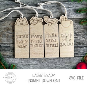 Marque-page de Noël Svg, carte de Noël pour enfants Svg, hiver signet Svg, fichier laser de signet, cadeau de Noël de classe pour les enfants Svg