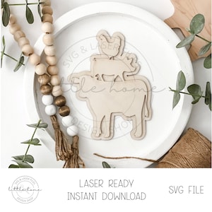 Glowforge animaux de la ferme, fichier découpé au Laser animaux de la ferme, Svg Silhouette animaux de la ferme, vache de ferme poulet cochon Svg