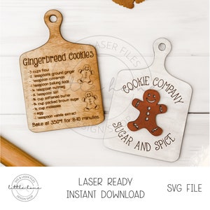 Ricetta per biscotti di pan di zenzero Tagliere Svg, Tagliere di pan di zenzero Svg, File di taglio laser di pan di zenzero, Pan di zenzero Glowforge Svg