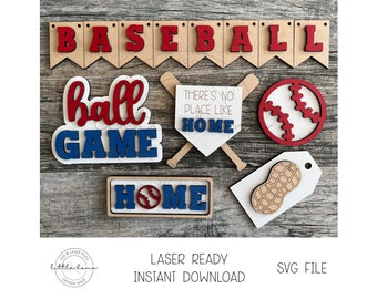 Baseball Tiered Tray Svg, Baseball Laser Cut Files, Sport Tiered Tray Laser File, There&#39;s No Place Like Home Svg, Baseball Season Bundle Svg