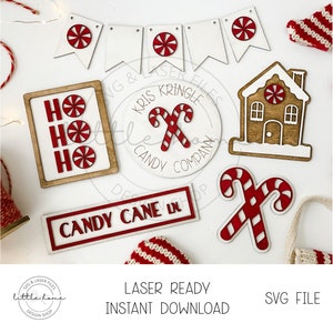 Candy Cane Tier Tray Svg, Candy Cane Bundle Svg, Christmas Glowforge Files, Candy Cane Laser Files