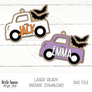 Halloween LKW-Korb-Tag-Laser-Datei, Halloween-Korb-Namensschild-Svg, personalisierte Kinderkorb-Tag-Laser-Datei, Boo-Korb-Tag-Laser-Svg