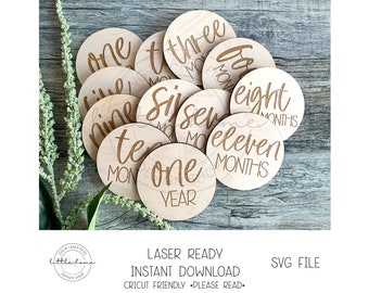 Monstera Leaf Monthly Milestone Cards - SVG Laser Cut File (digital ...