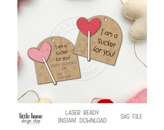 École Saint-Valentin Lollipop Tag Laser SVG, fichier porte-sucette (téléchargement numérique)