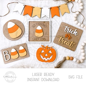 Candy Corn Tier Tray Svg, Halloween Tier Tray Set Svg, Candy Corn Bundle Svg, Candy Corn Laser File, Candy Corn Cut File