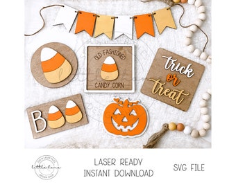 Bandeja escalonada de caramelos de maíz para láser SVG, archivo de corte láser de Halloween para Glowforge (descarga digital)