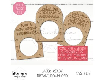 Valentine Play Doh Holder Card Laser SVG File, Kids Valentines Classroom Tag (Digital Download)