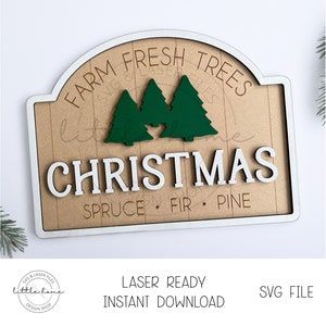 Farm Fresh Christmas Trees Svg, Christmas Glowforge Files, Christmas Shelf Sitter, Christmas Laser File, Christmas Tree Farm Svg,