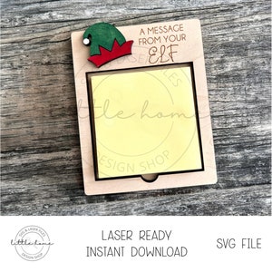 Eine Nachricht von Ihrer Elfe zwart, Elfe Message Board, Sticky Note Inhaber svg, Notizblock Halter svg