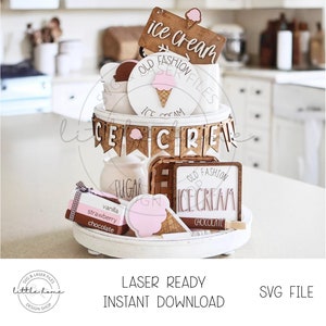 Eis abgestuftes Tablett svg, Eiscreme svg, Eiscreme-Svg-Bundle, Eiscreme Laser Cut-Dateien