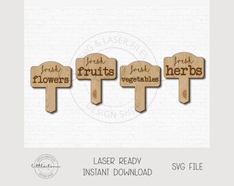Garden Sign Laser Cut File, Plant Marker SVG (Digital Download)