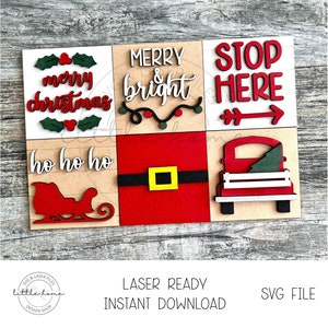 クリスマス交換可能ラダーインサート、クリスマスティアトレイSVG、クリスマスリーニングファイルSVG、クリスマスGlowforgeSVGファイル