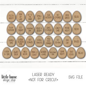 Fichas de huevo de Pascua en archivo láser, fichas de Pascua festoneadas en archivo láser, premio de búsqueda de huevos de Pascua para niños en formato SVG, fichas de canasta de Pascua en formato SVG, monedas de Pascua en formato SVG