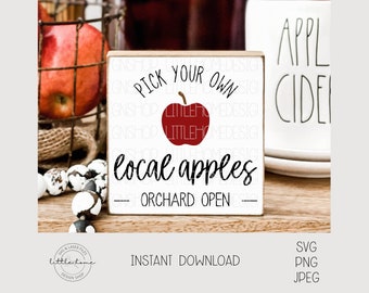Lokal äppelodlingskylt SVG, höstäpple Cricut (digital nedladdning)