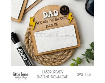 Rad Dad Retro Laser SVG, papa ik hou van jou omdat prikbord (digitale download)
