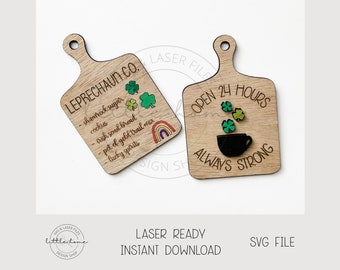 St. Patrick's Day recept snijplank laserbestand, Leprechaun Crunch SVG-bestand (digitale download)