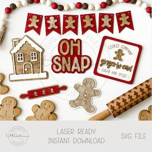 Gingerbread Tiered Tray Svg, Gingerbread Laser Cut File, Gingerbread Bundle Laser File, Gingerbread Glowforge Svg