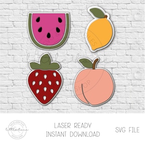 Fruit Laser Cut File, Strawberry Laser File, Watermelon Laser File, Peach Laser File, Fruit Bundle Svg, Summer Fruit Laser File, Summer Svg