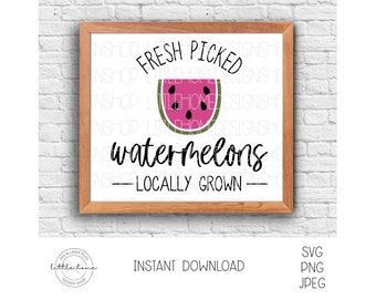 Fresh Watermelon Sign SVG, Farmhouse Summer Fruit Sign Printable (Digital Download)