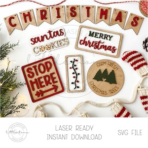 Christmas Tier Tray Svg, Christmas Laser Bundle Svg, Farmhouse Christmas Laser Files, Christmas Glowforge Svg File