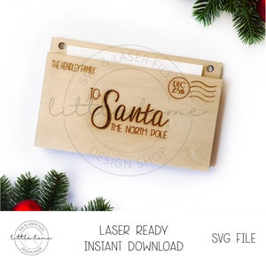 Adorno de sobre de Papá Noel Svg, adorno de carta 3D para Papá Noel Svg, correo de Papá Noel Svg, adorno de lista de Navidad, archivo láser de sobre de Navidad