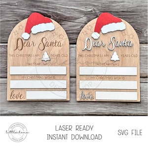 Brief an Santa Zeichen Laser-Datei, trocken abwischbares Santa Board, Kinder Weihnachtssvg, Weihnachtswunschliste svg