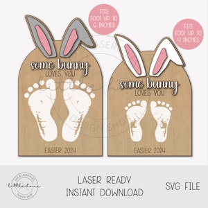 Einige Häschen liebt dich svg, Baby-Fußabdruck-Ostern-Svg, Baby-erstes Oster-Andenken, Baby-Fußabdruck-Andenken, Oster-Fußabdruckzeichen