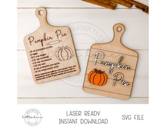 Tarte au potiron recette planche à découper fichier SVG laser, automne ferme étagère sitter (téléchargement numérique)
