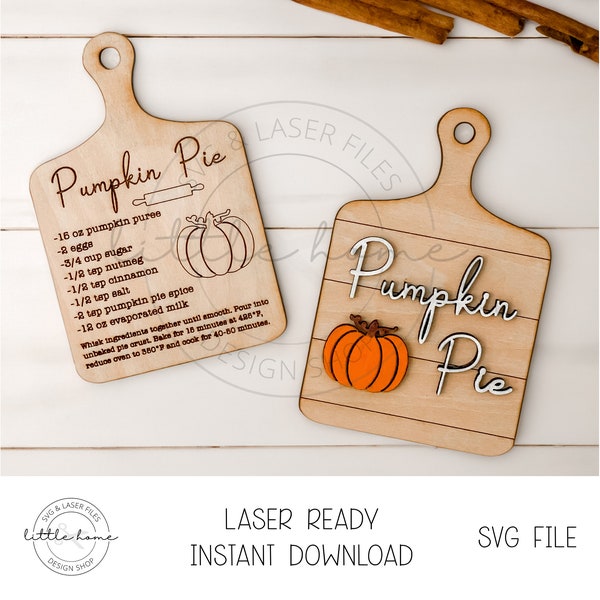 Pumpkin Pie Recipe Cutting Board Svg, Recipe Cutting Board Svg, Pumpkin Pie Cutting Board Svg, Pumpkin Glowforge Svg, Fall Glowforge Files