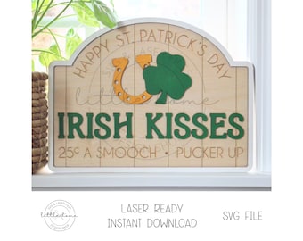 St. Patrick's Day scheve teken SVG, Irish Kisses, lasergesneden bestand (digitale download)
