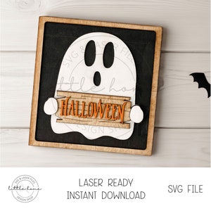 Halloween Shelf Sitter Svg, Halloween Laser File, Ghost Shelf Sitter Svg, Halloween Ghost Sign Svg, Halloween Glowforge Files