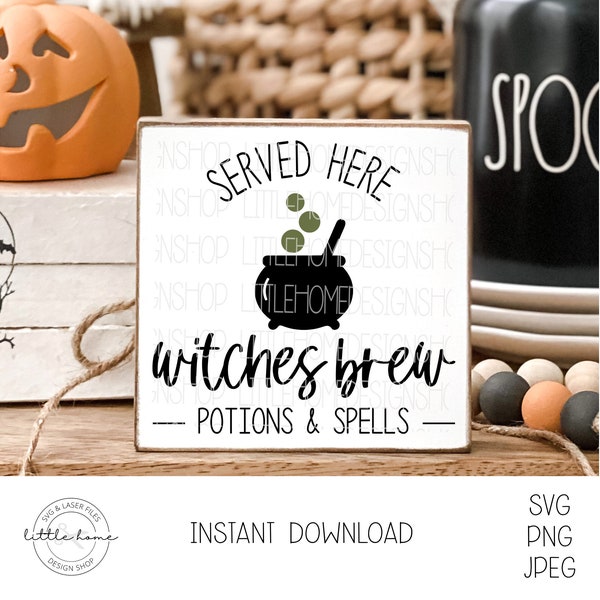 Witches Brew Svg, Halloween Coffee Bar Svg, Cauldron Svg File, Witch Cut File, Witch Sign Svg, Witch Decor Svg, Halloween Tier Tray Svg