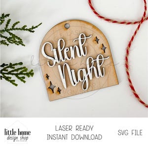 Stille Nacht Ornament Laser-Datei, Religiöse Weihnachtsmusik SVG, Religiöse Weihnachtsornamente Datei, Weihnachtshymne SVG