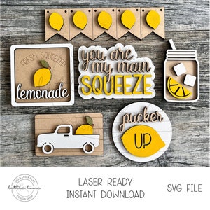Lemon Tiered Tray Svg, Lemonade Tiered Tray Svgs, Summer Tiered Tray Svg, Lemon Laser File