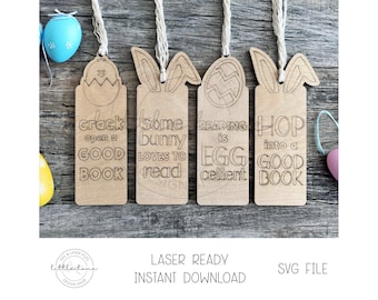 Pasen bladwijzer laser SVG-bestand, Kid Easter Basket Stuffer idee (digitale download)