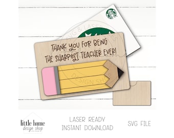 Pencil Gift Card Holder Laser SVG File, Teacher Appreciation Gift (Digital Download)